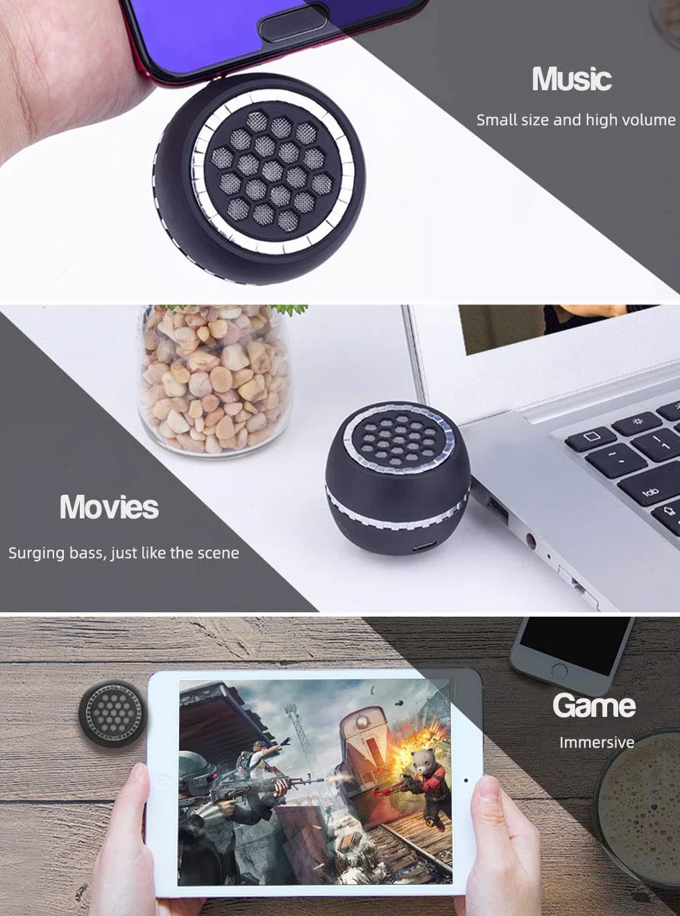 Mini Haut-Parleur de Téléphone Portable, Enceinte Portable avec Interface Audio AUX 3.5mm Haut-Parleur pour Smartphone/Tablette/Ordinateur